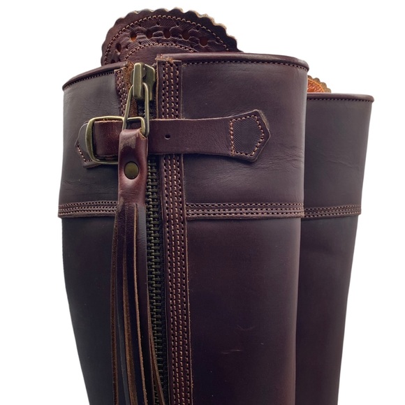 Penelope Chilvers Leather Long Tassel Knee High Boot in Conker Size 38 - Picture 7 of 15